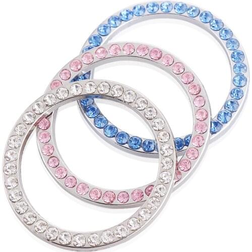 Crystal Car Engine Start Stop Ignition Key Ring For Renault Koleos Duster Skoda Yeti Mazda CX-5