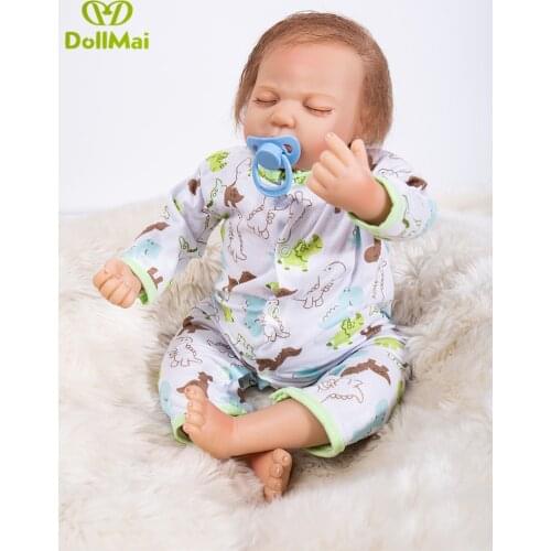 New 20-22inch 50-55cm Bebe Baby Doll Reborn Soft Silicone Boy Girl Toy Reborn Baby Doll Gift for Child blue clothes Bady Doll