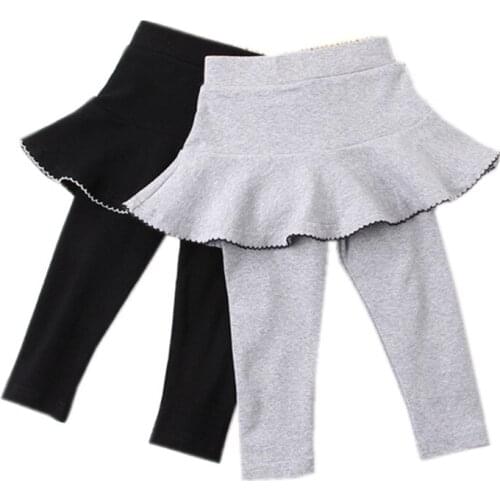 0 to 4 years baby little girls black gray cotton casual skinny skirt pants children fashion solid tutu pant legging clothing