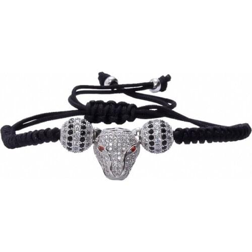 Hot Sales 1pc New Anil Arjandas Bracelets CZ Leopard Beads & Macrame Bradied Bracelet for Men Women