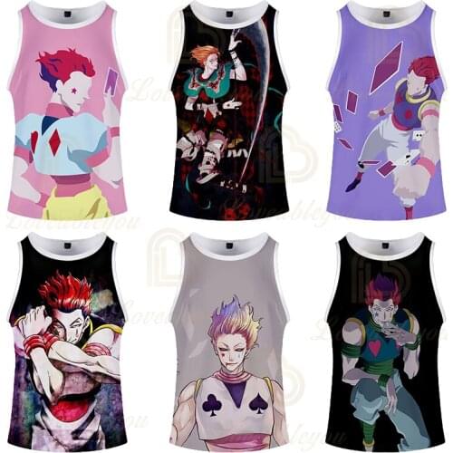 HUNTER HUNTER Hisoka 3d Print Tank Top Men Fashion Fitness Sleeveless Shirt Anime Singlet Bodybuilding Tank Tops Summer Vest