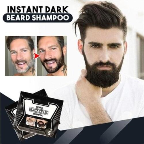 Instant Dark Beard Shampoo 5Mins Blackening Beard Shampoo Dye Beard Into Black Herb Natural Faster Blackening Beard Coloring