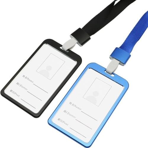 Multicolor Metal Student Employee Work ID Card Holder with Lanyard Bank Business Office Bus Credit Card Cover Accessories
