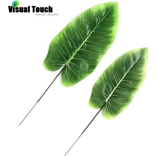 Visual Touch 12pcs Set Lots Artificial Canna Tropical Leaves Simulation Leaf Luau Jungle Photo Props Party Decorations DIY