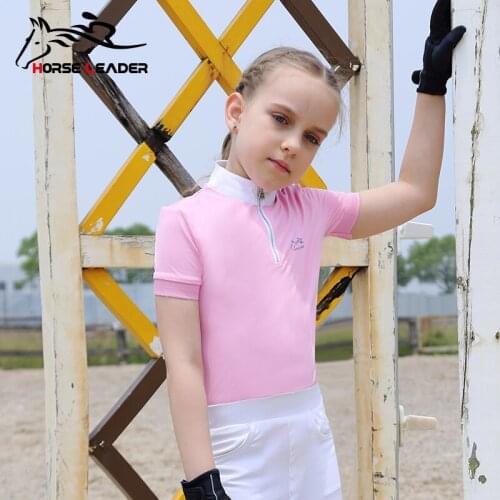 New summer childrens equestrian T-shirt riding T-shirt female riding shirt childrens short-sleeved riding clothing