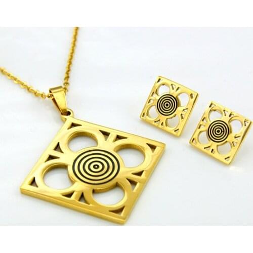 2017 new jewelry set bulls-eye classic fashion neaklace and earrings for women girl gift set stainless steel