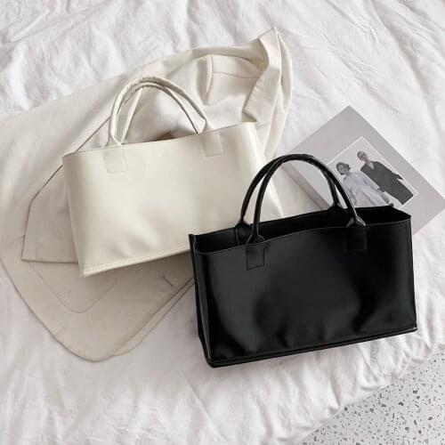 Simple Fashion PU Leather Pure Color Daily Handbags For Women 2021 Solid Casual Large Capacity Totes Ladies Shopping Handbags