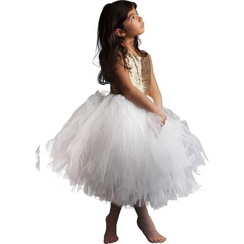 Puffy dresses for little girls baby girl clothes tulle kids party dresses for girls vestido gold sequin flower girls dress
