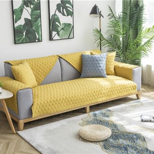 Pure color modern fabric sofa cushion Four seasons non-slip washed cotton sofa cover towel custom made slipcover sofa protector