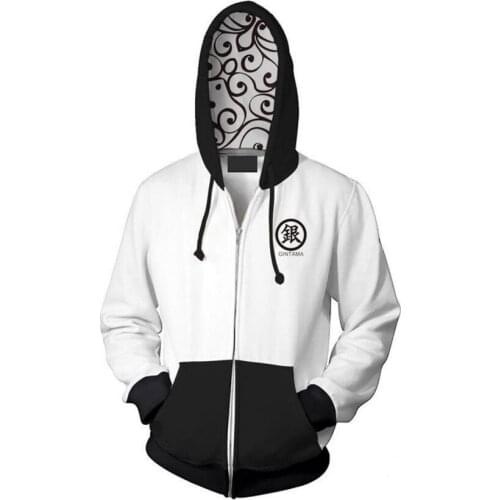 GINTAMA Sakata Gintoki hoodie Sweatshirt Cosplay Costume zip up coat jacket