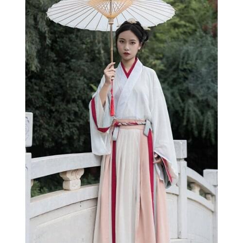 Traditional Chinese Clothing Han Clothing Women Jin System Cross Collar Waist One Piece Ru Skirt Three Piece Set 9 M 6 M Swing