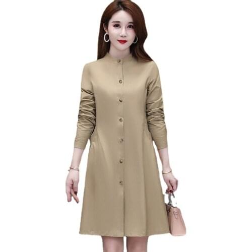 Women Trench Coat Female Spring Windbreaker Mujer Feminina Fashionabl Stand-up Collar Windbreaker Thin Spring Autumn Overcoat D