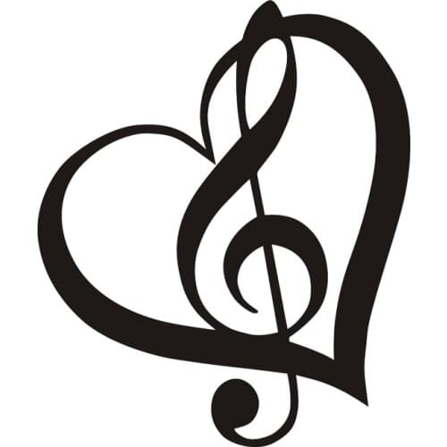 Treble Clef Heart Vinyl Decal Sticker Car Window Wall Bumper Laptop Music Symbol Guitar