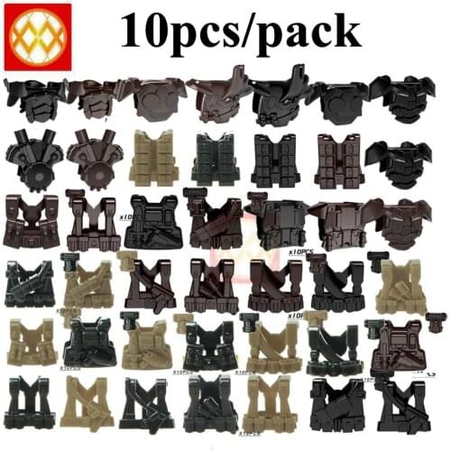 WW 2 Gunner Vest Armor Weapon minifiguresed Militaryr Swat Police Soldier Army Accessories War Building Blocks Toys Gifts