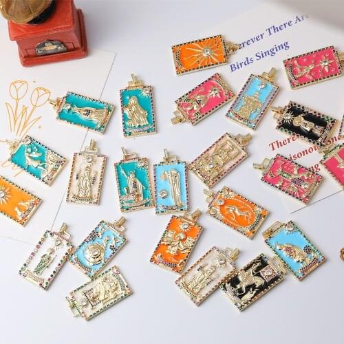 High Quality Greek Gods Necklace Pendants Bright Enamel Zirconia Charms Pendant For DIY Jewelry Making Supplies 2021 Fashion