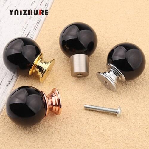 YNIZHURE Design 30mm Black Crystal Glass Knobs Cupboard Drawer Pull Kitchen Cabinet Door Wardrobe Handles Hardware