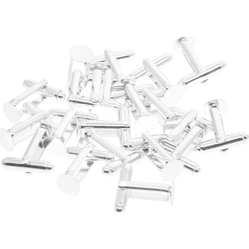 20pc Cufflink Findings Cuff Link Blank Backs 8mm Plate Round Bar DIY Jewelry