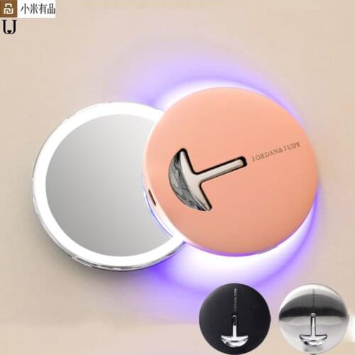 Youpin HD Makeup Mirror with LED Color Blue Light Cosmetic Mirror Mini Portable Touch Control Sensing Mirror For Beauty Makeup