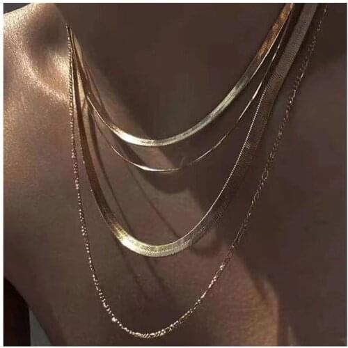 Retro Punk Snake Chain Necklace Ladies 4 Layers Multilayer Gold Fashion Necklace Jewelry Gift Wholesale 2021 New