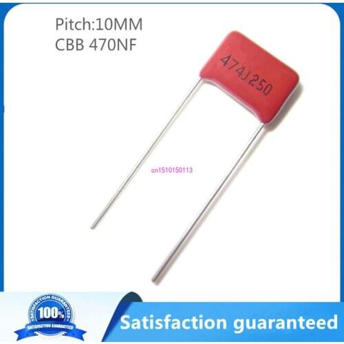 10pcs/lot 250V 470NF 0.47UF 474J Pitch 10mm 1UF 1000NF 105J Pitch 15mm 250V 5% DIP CBB Polypropylene film capacitor