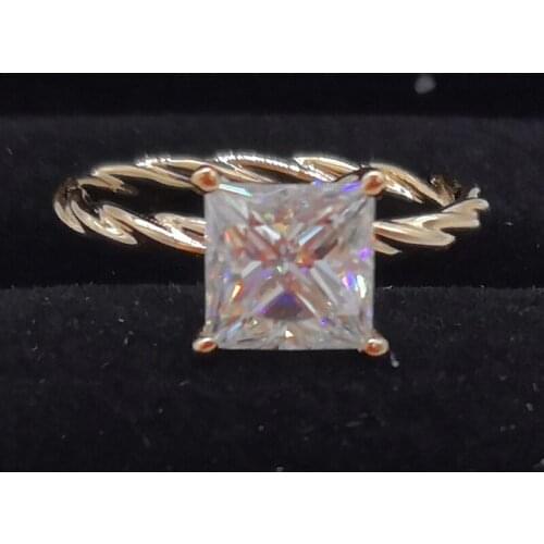 14K Au585 Yellow Gold Ring Women Wedding Party Engagement Ring 1 2 3 4 5 Carat Princess Square Vines Moissanite Diamond Trendy