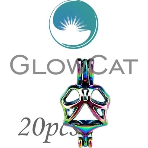 20x CC459 Rainbow Color Bowknot Stone Beads Cage Jewelry Making Essential Oil Diffuser Pearl Cage Locket Pendant