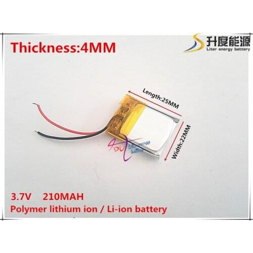 3.7V,210mAH,[422225] PLIB; polymer lithium ion / Li-ion battery for GPS,mp3,mp4,mp5,dvd,bluetooth,model toy