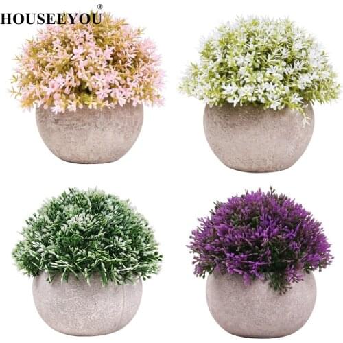 4PCS/Lot Mini Set Simulation Bonsai Green Fake Potted Plants Artificial Flower Vase Home Desktop Decoration Ornaments