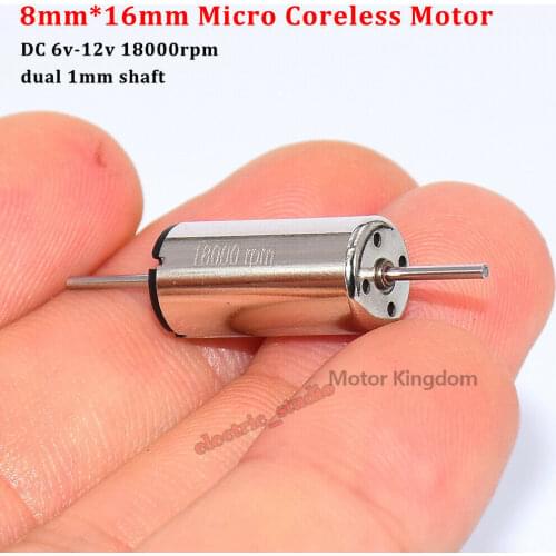 816 8mm*16mm Small Mini Coreless Dual Shaft Axis DC Motor 6V 9V 12V 18000rpm High Speed RC Rail Train Engine