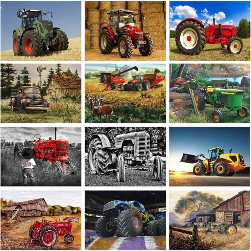 Diamond Embroidery Landscape tractor 5D DIY Diamond Painting Classic Cars Full Round Mosaic Picture Of Rhinestone Home Decor