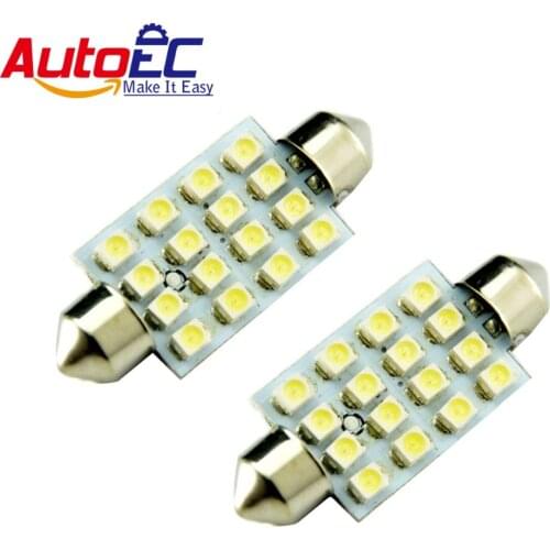 AutoEC 10X Festoon Dome 16 smd 1210 SMD LED 31/36/39/41mm Auto Car Interior Bulb Light Lamp White Lience Plate Lights #LK04