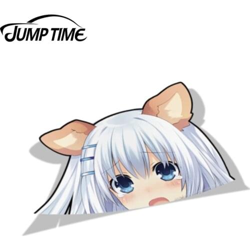 Jump Time 13cm x 8.7cm Car Stickers Date A Live BIG HEAD Anime Decal Funny Car Styling Sticker Waterproof Auto Decor Graphics