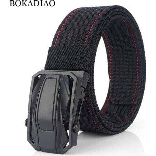BOKADIAO fashion Nylon Belts for Men Black Alloy buckle Canvas belt Army military tactical belts man jeans Waistbrand Male strap