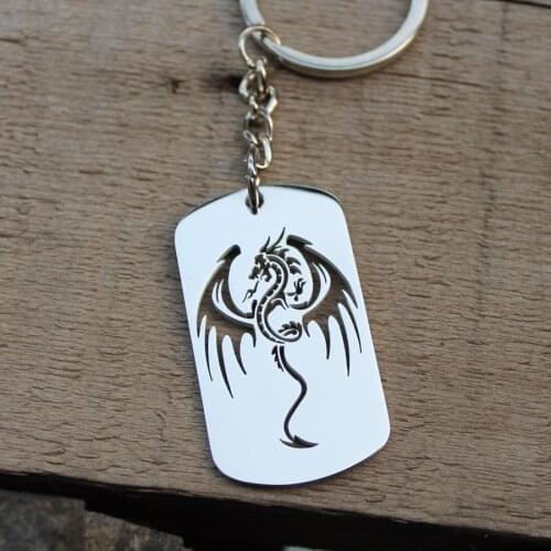 NEW stainless steel 304 Dragon necklace Pendant Pterosaur fiery dragon flashing gift Shining handmade keychain