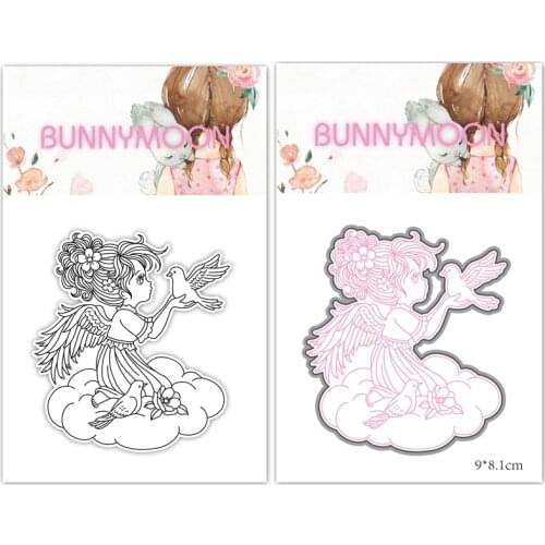 CH 2021 New Arrival Angel girl with Bird Metal Cutting Dies and stamps DIY Scrapbooking Card Stencil Paper Craft Handmad