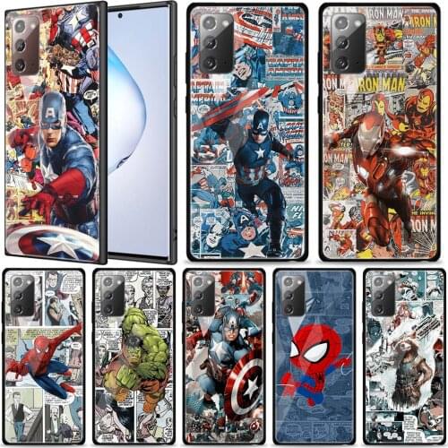 Spiderman captain america for Samsung Galaxy Note 20 Ultra 10 Lite Plus 9 8 5G A70 A50 A40 A30 A20 Tempered Glass Phone Case