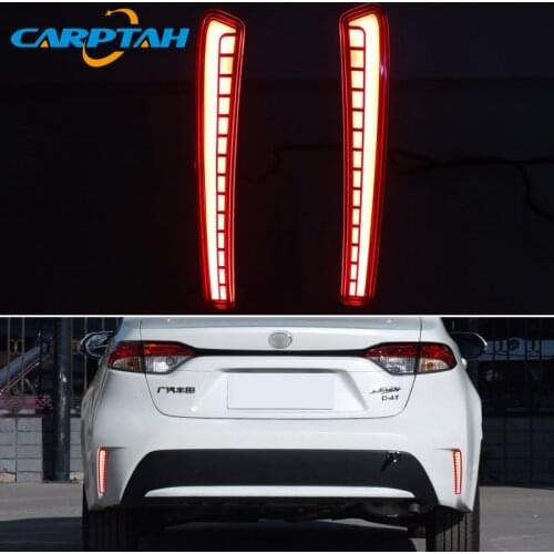 For Toyota Corolla L/LE/XLE US 2019 2020 Multi-function Car LED Rear Fog Lamp Bumper Brake Light Dynamic Turn Signal Reflector