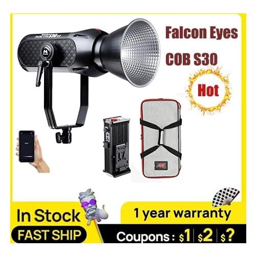 Falcon Eyes COB S30 300W 5600K Daylight Balanced Led Video Light V-Mount Desal Lite App Control 9 Built-in Lighting Effects