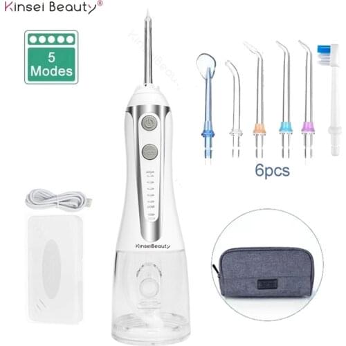 H2ofloss Water Flosser Cordless Dental Oral Irrigator 300ML Portable USB Rechargeable IPX7 Waterproof 5 Modes Water Flosser
