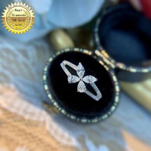 18k white gold Natural Real 0.45ct diamond ring Jewellery Engagement ring &Wedding ring D-A01