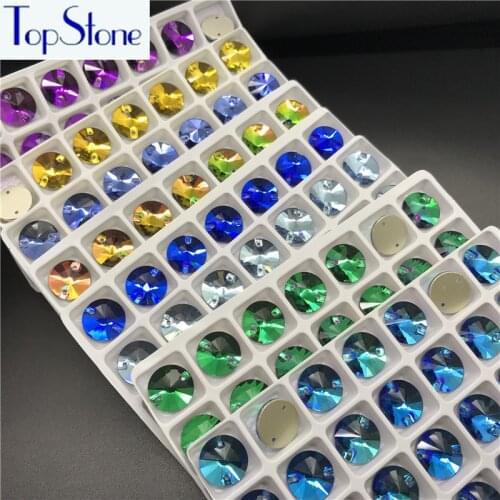 K9 Sew On Stone #3200 All Colors 14mm Rivoli Sew On Rhinestone Flatback Round Sewing Glass Crystals for dress garment