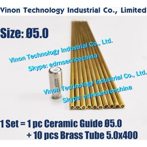 Set Ø5.0mm 1 Set=1PC 5.0mm Ceramic Pipe Guide Z140D type C + 10PCS 5.0x400mm Brass Tube Multihole for Astec,Castec,Chmer edm