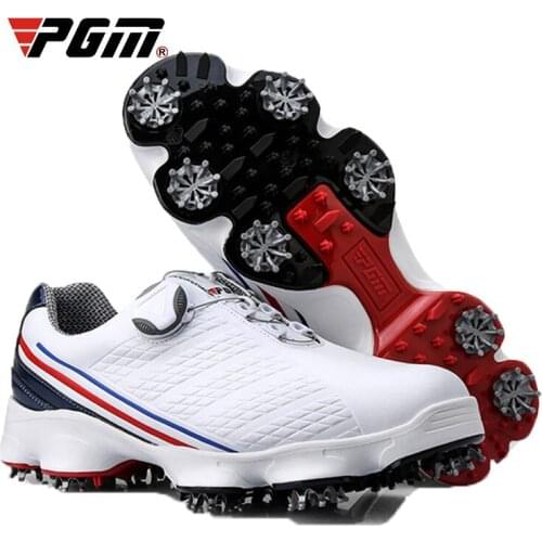 2019 PGM Golf Shoes Mens Waterproof Breathable Antiskid Shoes Spiked Nail Training Sneakers Knob Buckle Sports Athletic Shoes