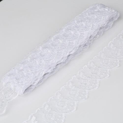 10yards/lot 40MM White Lace Trim Ribbon DIY Embroidered Net Lace Fabric For Sewing Wedding Decoration DIY Accessories