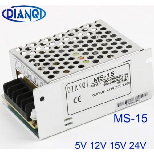 DIANQI power supply MS-15W 24v 12v 5v 15v mini size ac dc converter power supply unit dc voltage regulator MS-15-5 MS-15-24