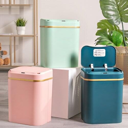 Large-Capacity Smart Sensor Trash Can Clamshell Automatic Sensor Rubbish Bin Garbage Can Home Living Room Kitchen Storage Bucket