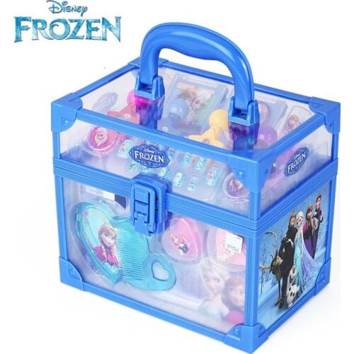 Disney Frozen Beauty Makeup Set Disney Accessories Princess Elsa Anna Pretend Play Fashion Toys Jewelry for Kids Birthday Gift