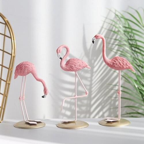 Nordic Style Flamingo Figurine Fairy Garden Livingroom Office Wedding Party Ornament Home Decoration Accessories