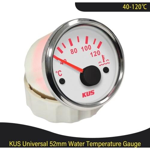 KUS 52mm Car Boat Water Temperature Gauge 40-120 Degree Water Temp Meter Gauge with Yellow/Red Backlight
