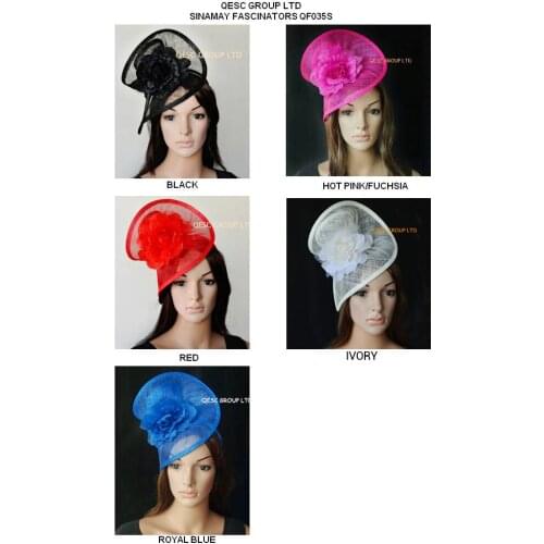 Wholesale NEW Sinamay headband fascinator/sinamay party hat in SPECIAL shape with silk flower,5 colors,5pcs/lot.FREE SHIPPING